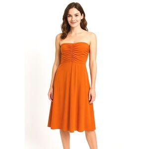 Laundry Dress Size‎ 4 Orange Strapless Ruched Resortwear Cocktail Chic NEW
